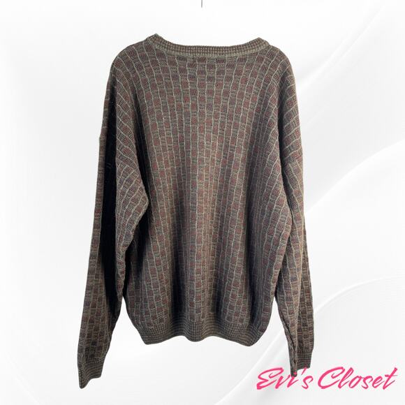 Jantzen Vintage Men's Sweater.Multicolor Geometric Wine Grey Blue S XL - Picture 3 of 7